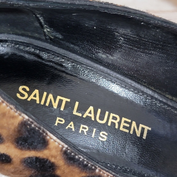 SAINT LAURENT Leopard Print Pony Hair Charlotte Kitten Heels - Picture 12 of 16